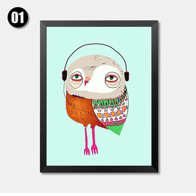 Modern-Watercolor-Cartoon-Cute-Colorful-owl-Art-Canvas-Painting-Posters-and-Prints-Picture-Kids-Room-Home.jpg_640x640