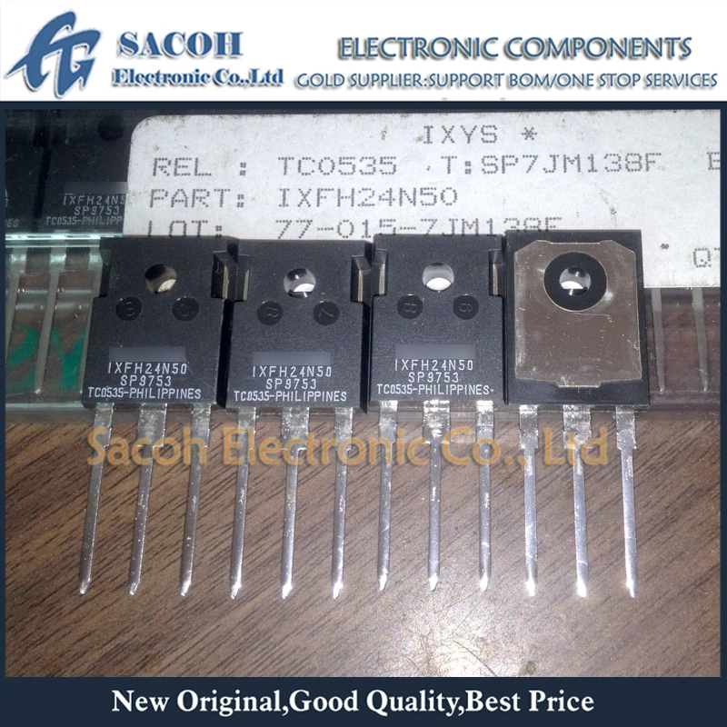 

Genuine New Original 5PCS/Lot IXFH24N50 IXFH24N50Q 24N50 TO-247 24A 500V Power MOSFET