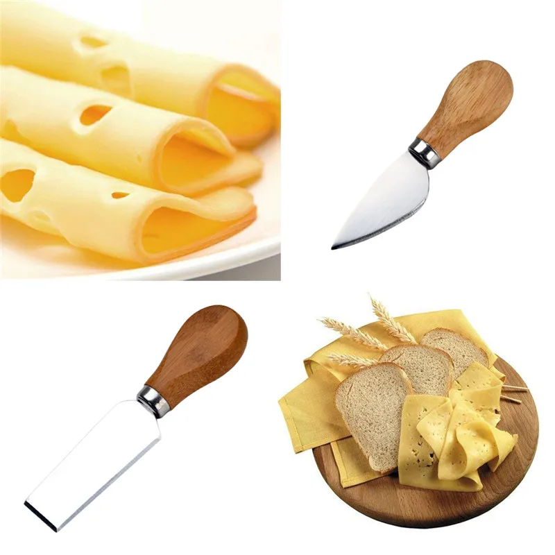 Useful Cheese Knives 4pcs/set Wood Handle Cheese Knife Slicer Kit Kitchen Cooking Baking Tool