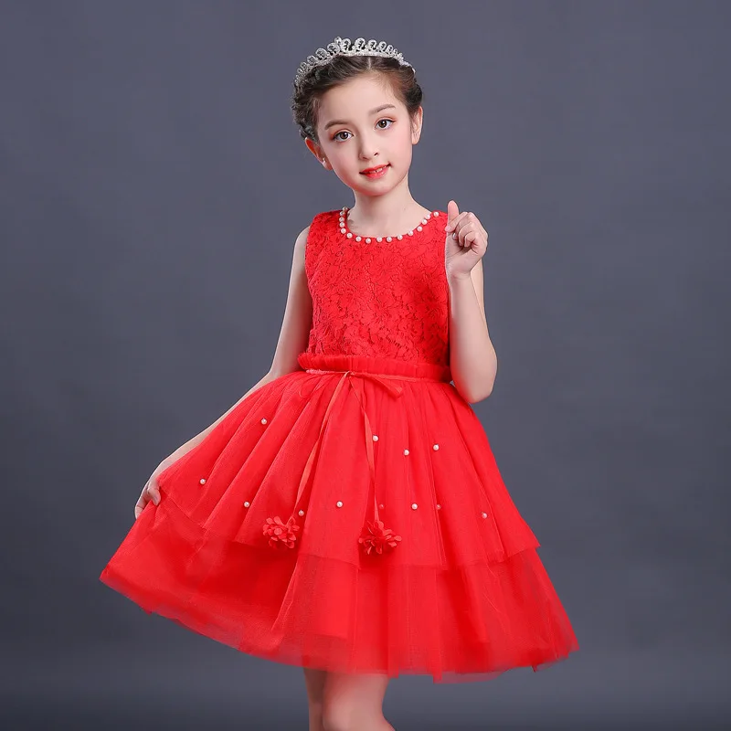 

Kids Summer Party Dress for Girls 3 4 5 6 7 8 9 10 to 12 Years Baby Girls Clothing Red Lace Flower Princess Pageant Dress 53C2A