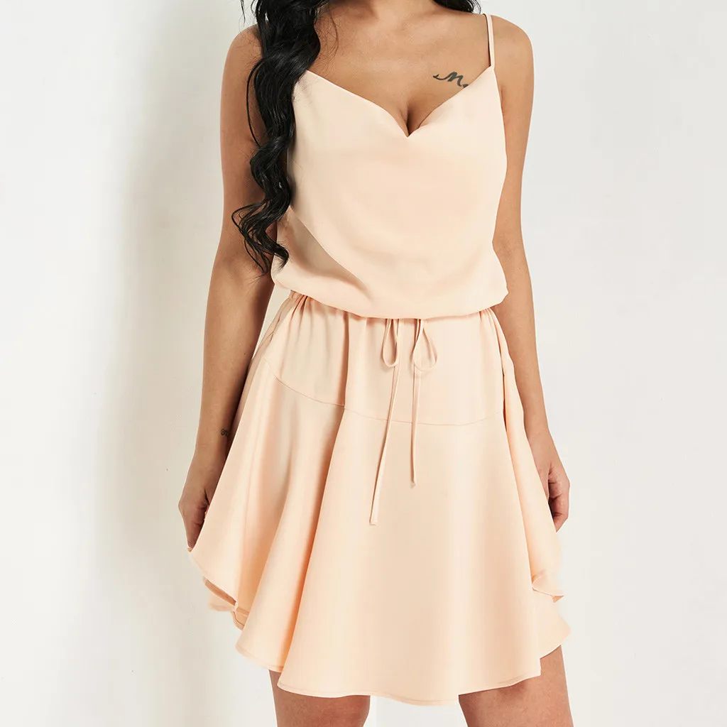 

dress women summer Casual Summer Dress 2019 Women Sexy Elegant Vintage Bandage Pajamas Camisole Sleeveless Mini Dress W0507