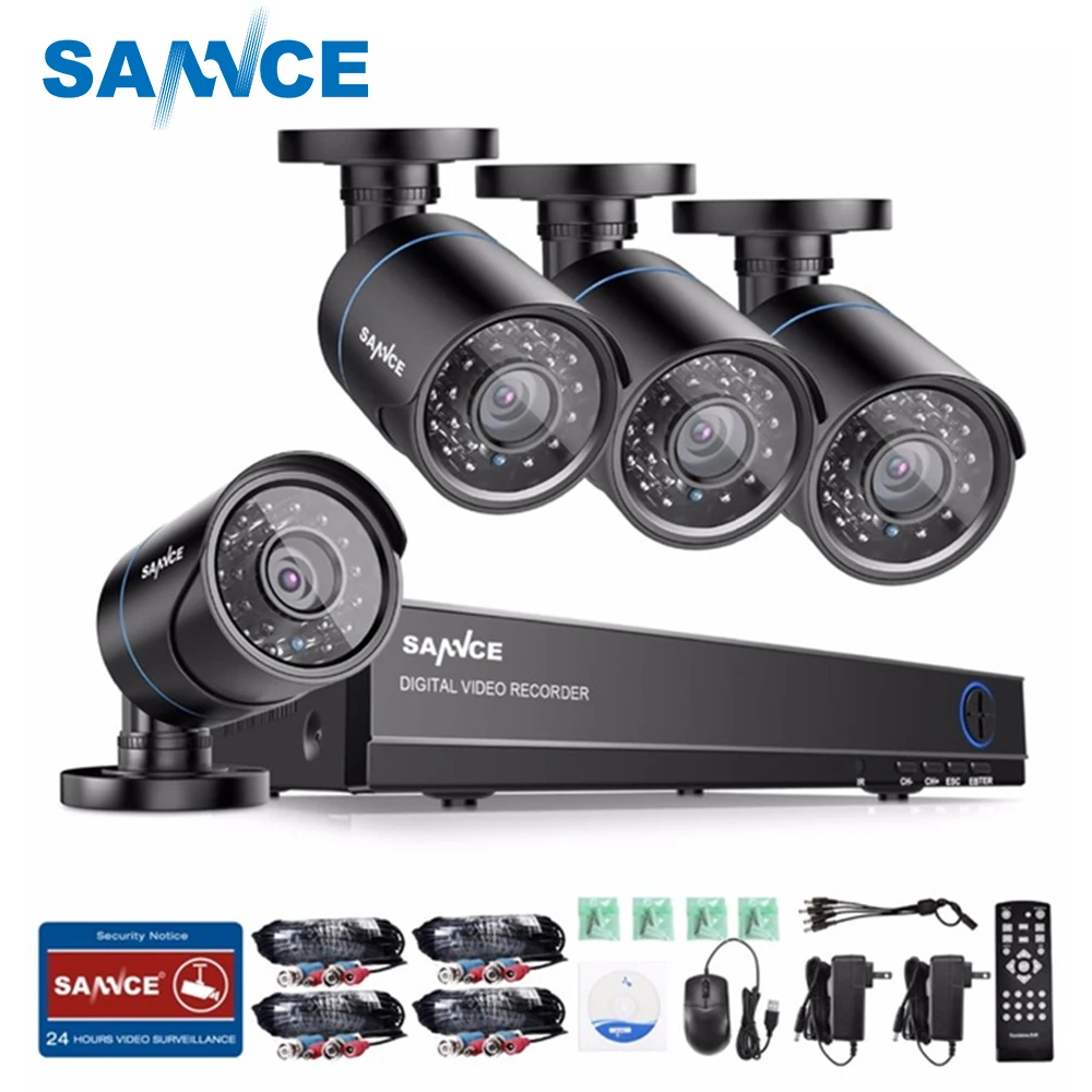 SANNCE 720P CCTV System 4CH Video Surveillance Kit for home 1080P HDMI DVR 4PCS 1280TVL 720P outdoor Security Camera 1tb