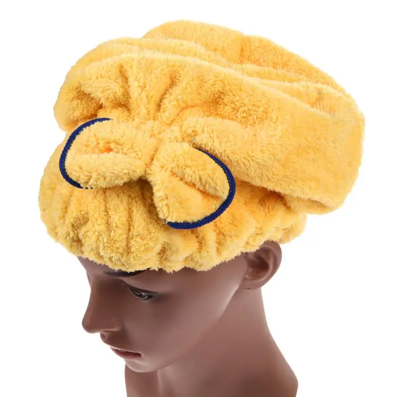 Шапочка для душа из микрофибры банное полотенце для волос быстросохнущая Дамская банная мягкая шапочка для душа для мужчин и женщин тюрбан повязка на голову купальные инструменты - Цвет: Цвет: желтый