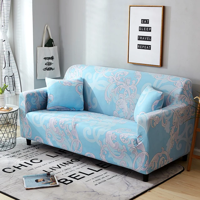 Black color sofa cover Printed couch cover Polyester bench Covers Elastic stretchy Furniture