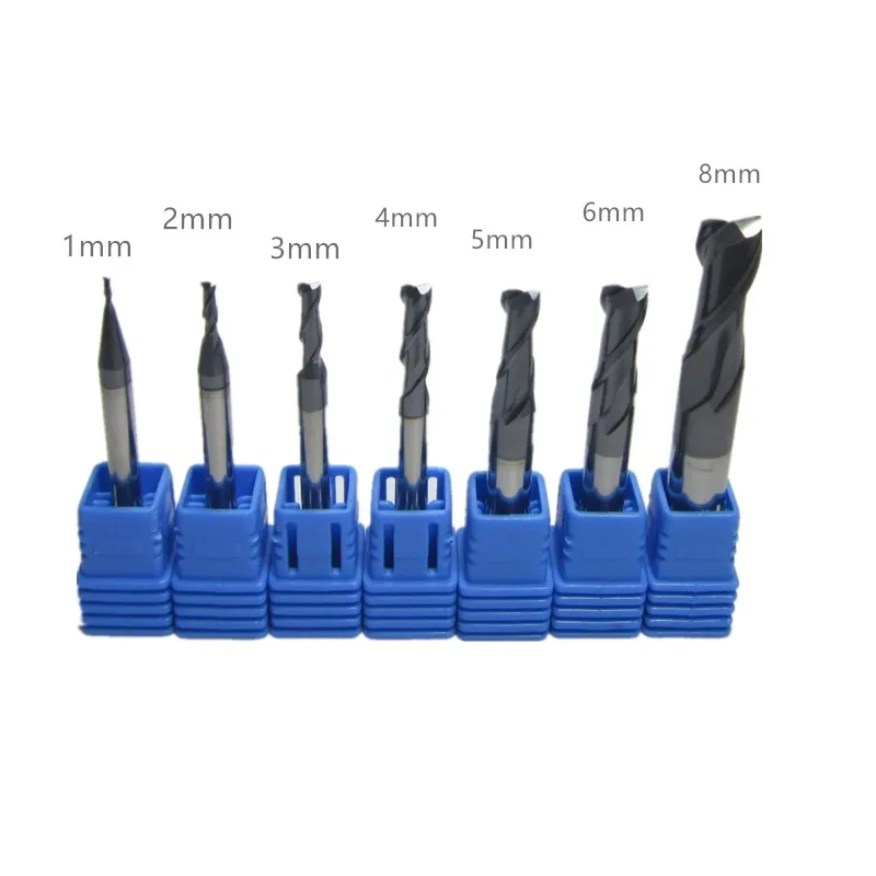 

7PCS Tungsten Carbide Flat Square End Mill / milling cutter HRC45 1 2 3 4 5 6 8 2flutes set CNC Bits for Metal freeship