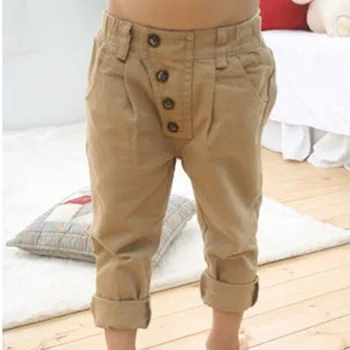 

Kids Children Baby Boys Pants Retro Khaki Casual Straight Trousers 2-7Y