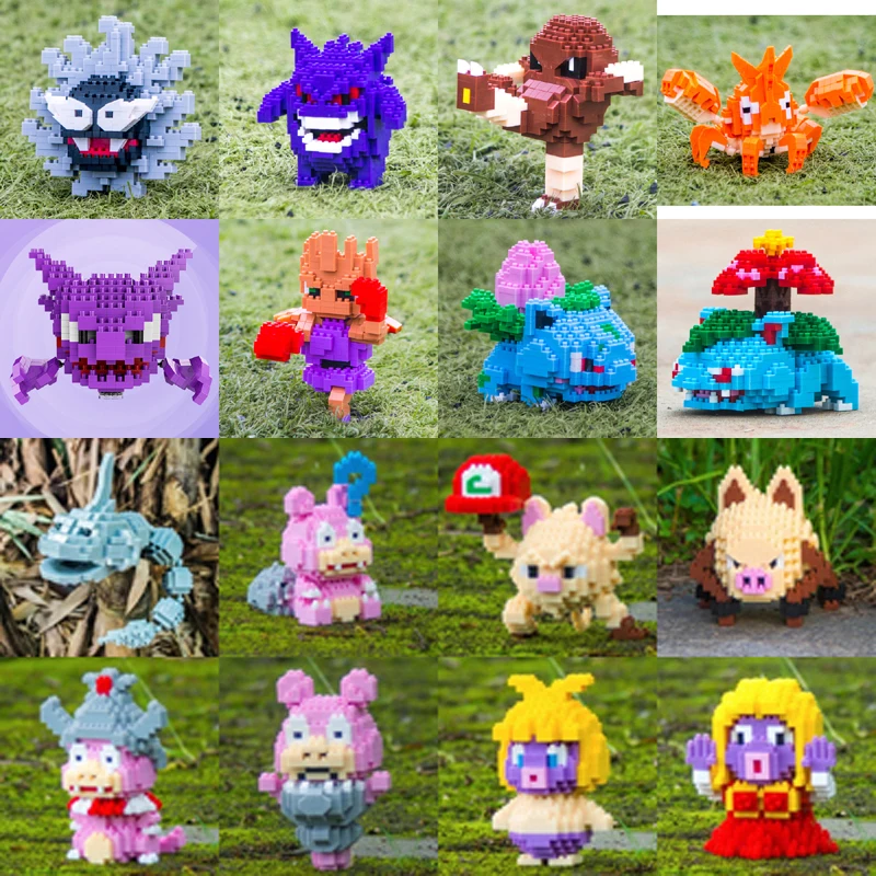 

SC Pocket Monster Gengar Gastly Hitmonlee Haunter Hitmonchan Ivysaur Corphish Mini Building Diamond Nano Blocks Toy New in Bags