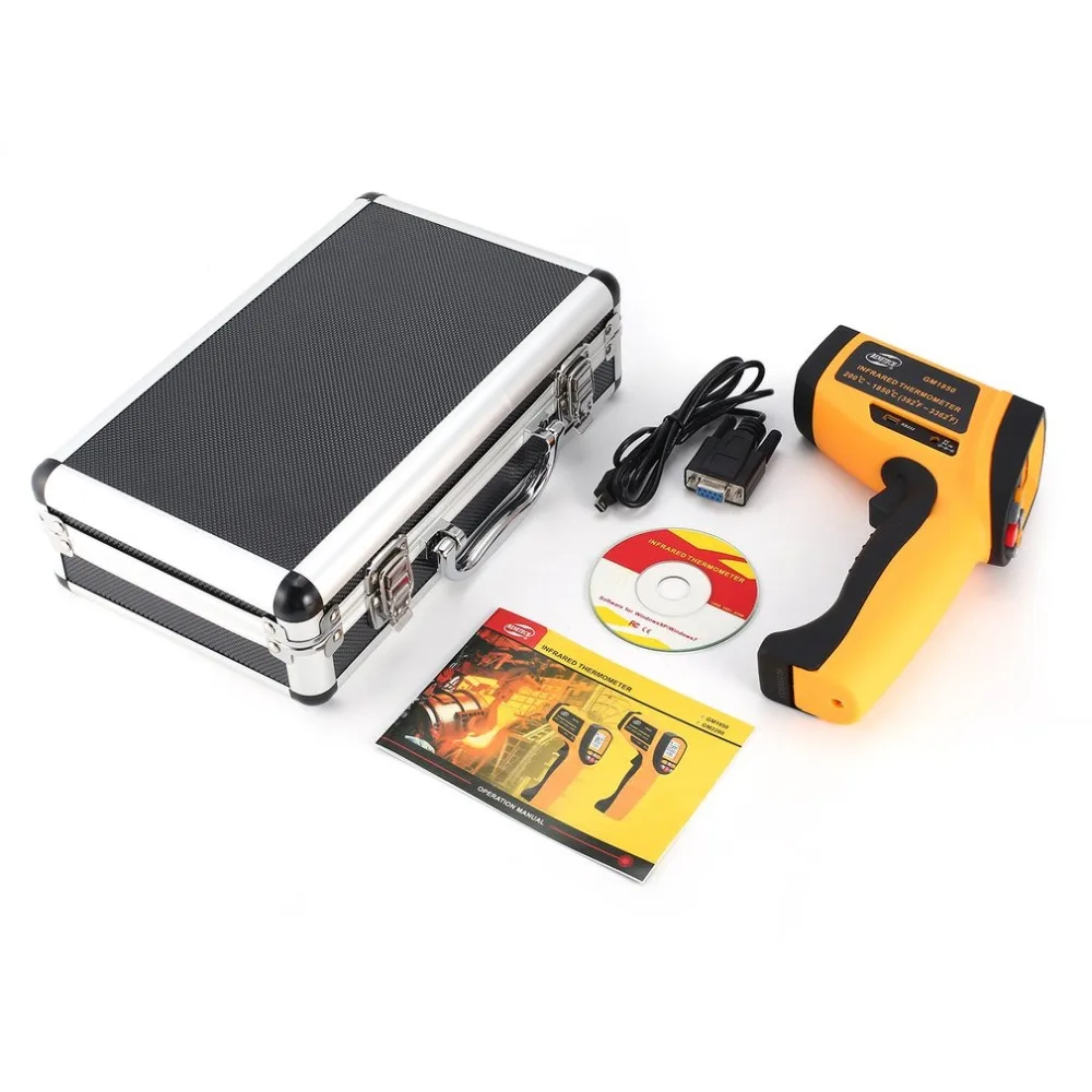 

BENETECH GM1850 Digital LCD Infrared Thermometer Temperature Meter Tester C/F Pyrometer Red Laser No Contact IR Industry