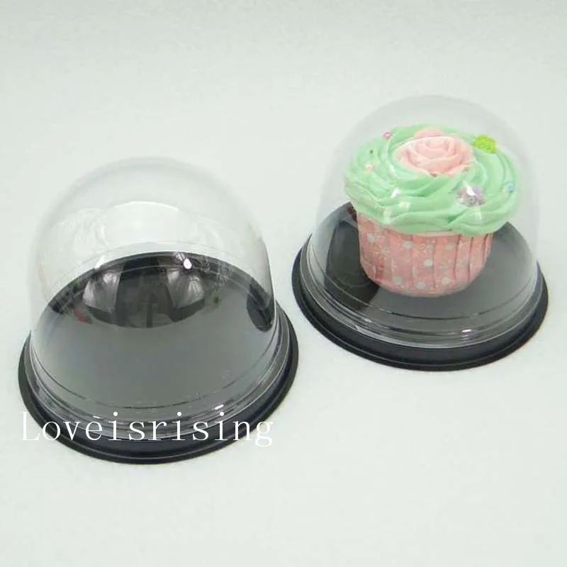 30sets=60pcs Clear Plastic Cupcake Packaging Box Cake Dome Containers