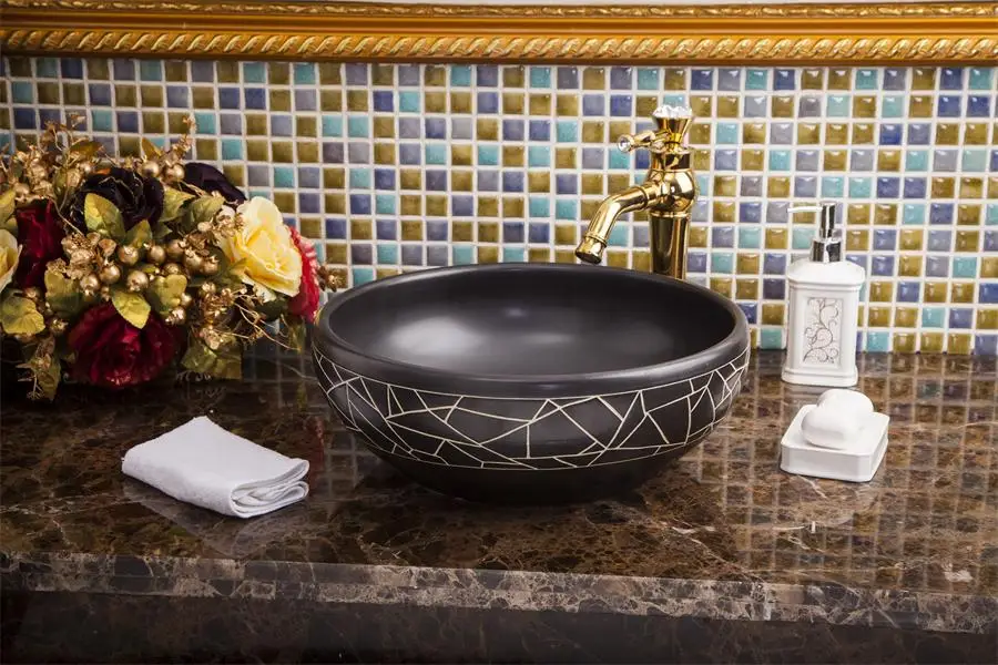 Europe Vintage Style Hand Painting Art Countertop bathroom hand painted sinks (2)