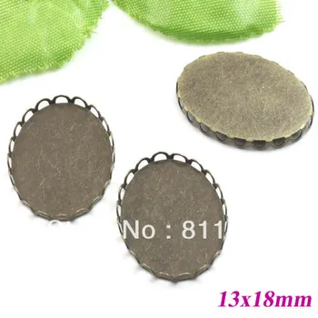

13x18mm Antique Bronze Plated Copper Blank Oval Lace Pendant Trays Base Bezel DIY Cameo CABs Jewelry Findings Settings Wholesale