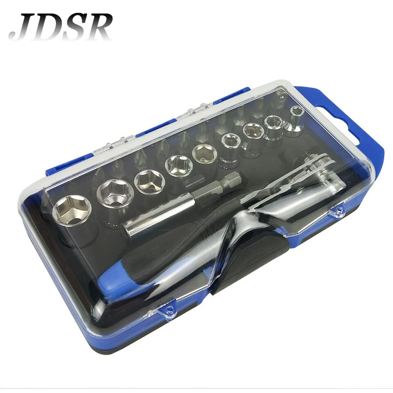 JDSR 23Pcs Multi function Socket Wrench Fast Ratchet Wrench Set