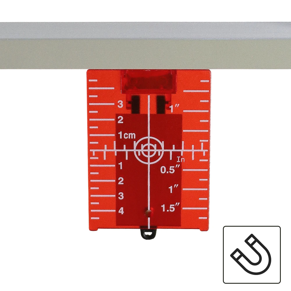 Huepar Магнитная красная мишень для роторного перекрестного лазерного уровня горизонтального и вертикального лазерного усиления и дальномер