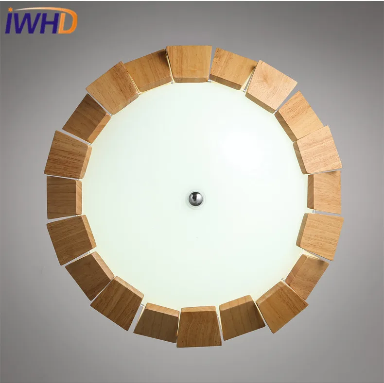 Iwhd madera lampara LED luces colgantes moderna moda calabaza moderna lámpara colgante moda Estilo nórdico dormitorio cocina iluminacion