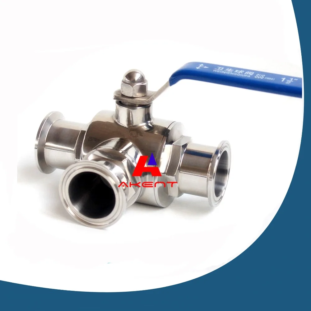 4" 304 Stainless Three way Clamp Connection T Type Sanitary Ball valvesanitary ball valvesball