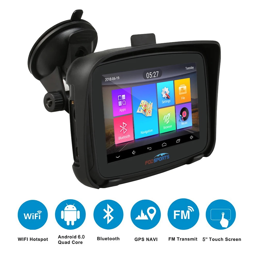 Fodsports 5 cal motocykle GPS nawigacji z systemem Android 6.0 Wifi wodoodporna Bluetooth nawigacja GPS samochodów Moto GPS IPX7 RAM 1G ROM 16G Fodsports 5 cal motocykle GPS nawigacji z systemem Android 6.0 Wifi wodoodporna Bluetooth nawigacja GPS samochodów Moto GPS IPX7 RAM 1G ROM 16G