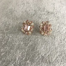 Повседневные серьги-гвоздики золотого цвета с розовым камнем для женщин и девушек