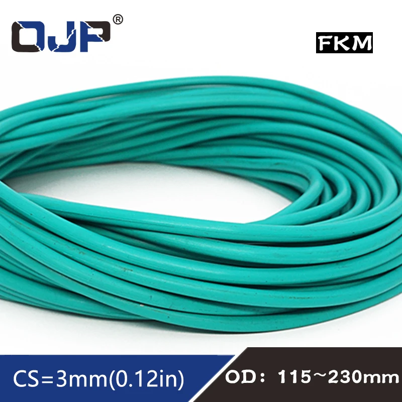 

1PC Rubber Ring Green FKM/Viton O ring Seal OD115/120/125/130/140/150/230*3mm Rubber O-Ring Seal Oil Ring Fuel Gaskets Washer