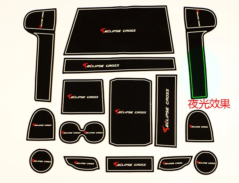 Резиновый коврик для двери, Противоскользящий коврик для чашки, аксессуар для украшения салона, стильный слот для ворот, коврик для Mitsubishi ECLIPSE CROSS - Цвет: Luminous 15pcs