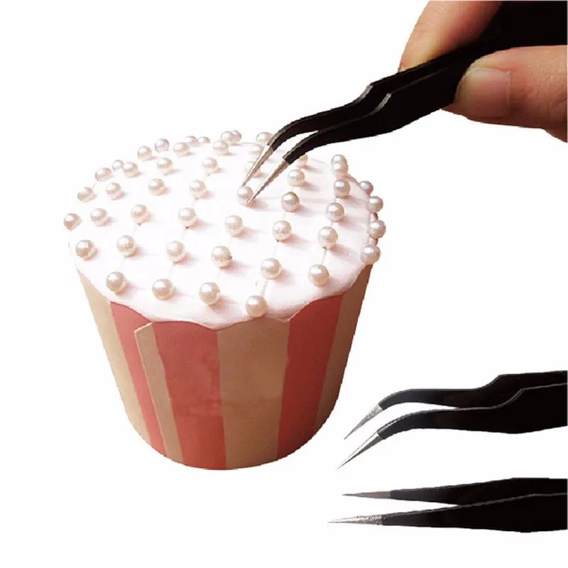 

2Pcs/Set Anti-static Elbow and Straight Stainless Steel Tweezers Cake Mold Sugarcraft Tool for Kicthen Bakeware Decoration