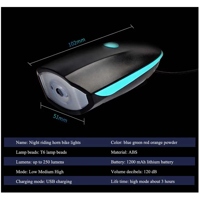 Cheap Sireck Bike Light Waterproof Bicycle Head LED Flashlight With Bell Multifunction Cycle Lamp MTB Cycling Light Bike Accessories 4