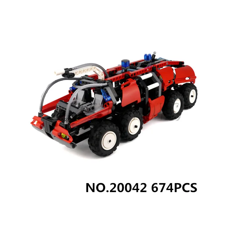 

WAZ Compatible with Lego Technic Creative 20042 674pcs Airport Fire Truck Set building blocks Figure Bricks toys for children