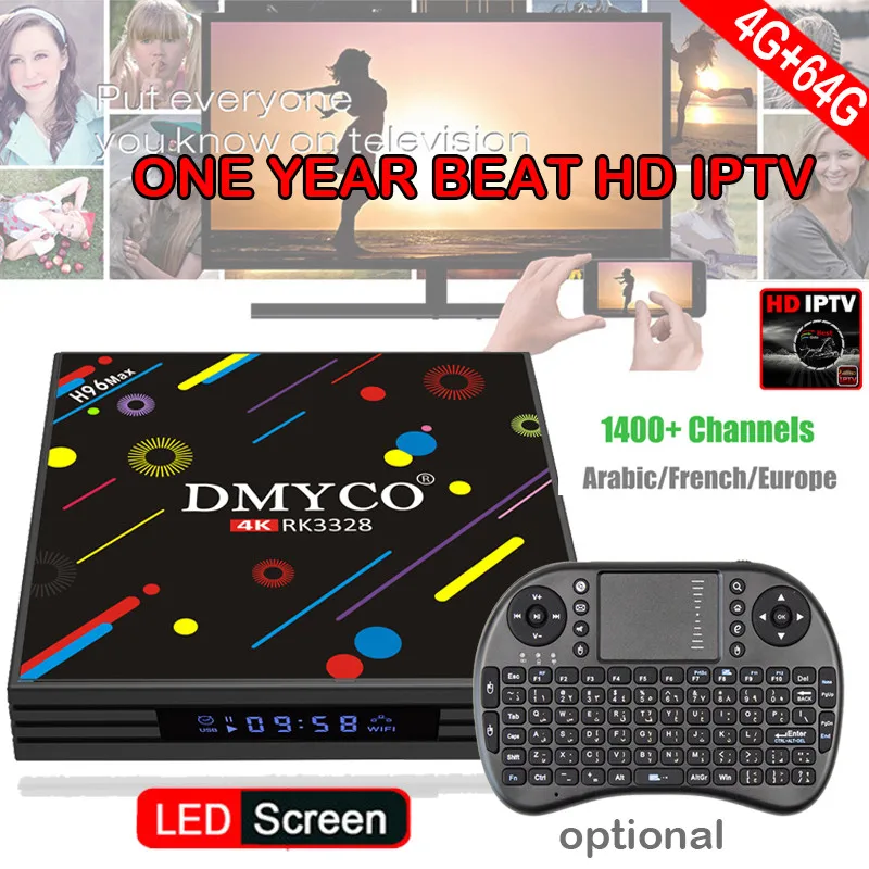 

IPTV subscription H96 MAX H2 Android 7.1 smart TV box RK3328 Quad-core 4G RAM 64G ROM KODI Set-top box H96 PRO PLUS I8 keyboard