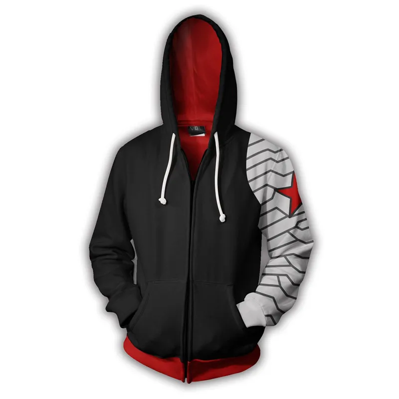 

The Avengers Winter Soldier Cosplay Costume Men's Sweatshirt Hooded Uniform Streetwear Women Mens Hoodies Zipper Hoddies