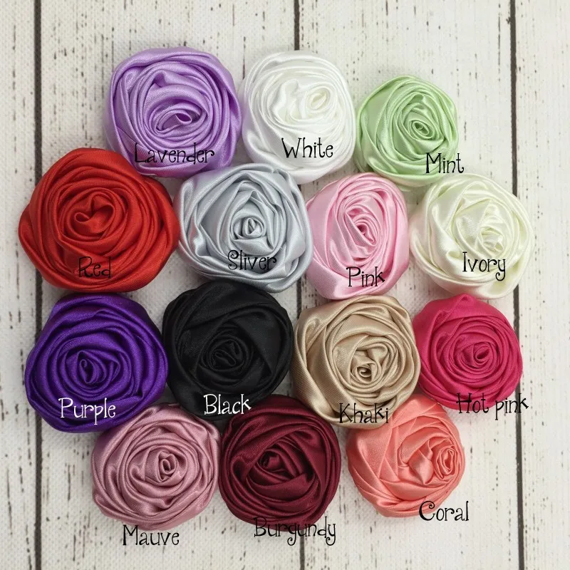 

180pcs/lot Mini Satin Rosette Flower in 9 Colors - 2 Inch