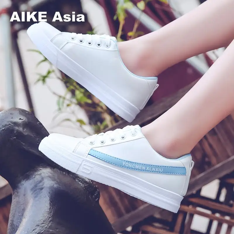 

Spring Chic Sneakers for Women All White Casual Shoes Lace Pink Blue Sneakers All Match Chaussure Femme Zapatillas Lona Mujer