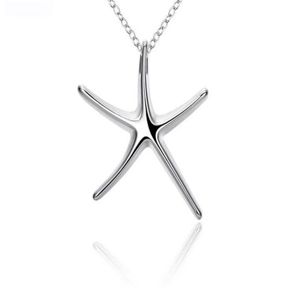 

1PCS Silver 925 Fashion Star fish Necklace Pendant Necklace Wholesale Women Jewelry Necklace