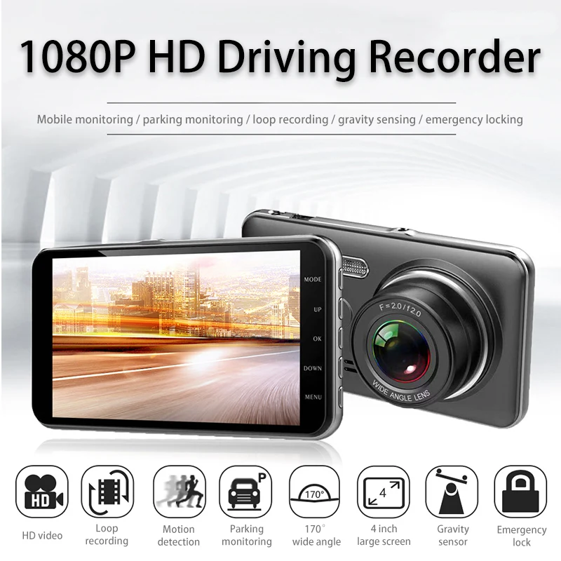 Автомобильный видеорегистратор 4 &quotDash Cam для транспорта с двумя объективами