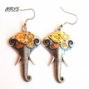 

steampunk rock punk elephant trunk gears watch parts drop earrings girls women vintage christmas party trendy cool