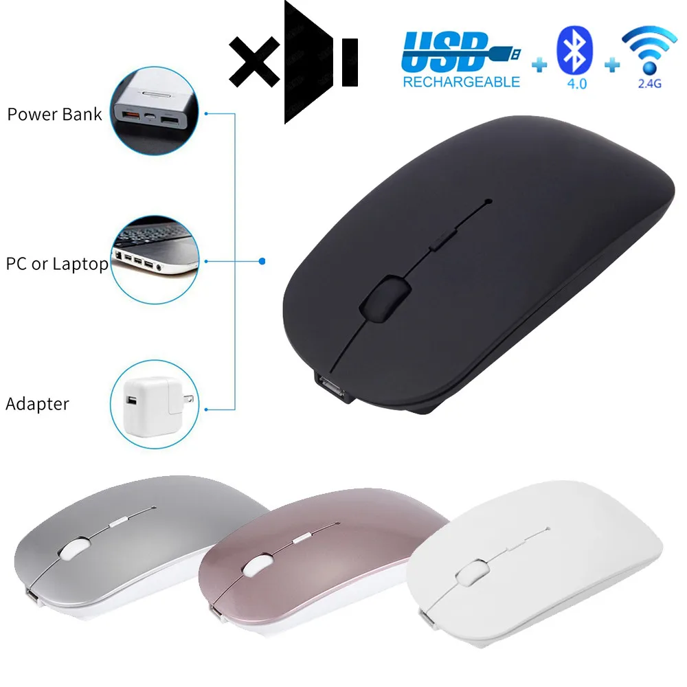 Bluetooth 4,0 и 2,4G Беспроводная Двухрежимная беззвучная мышь с 4 бабочками, компьютерная мышь 2,4 ГГц, эргономичная мышь для ноутбука