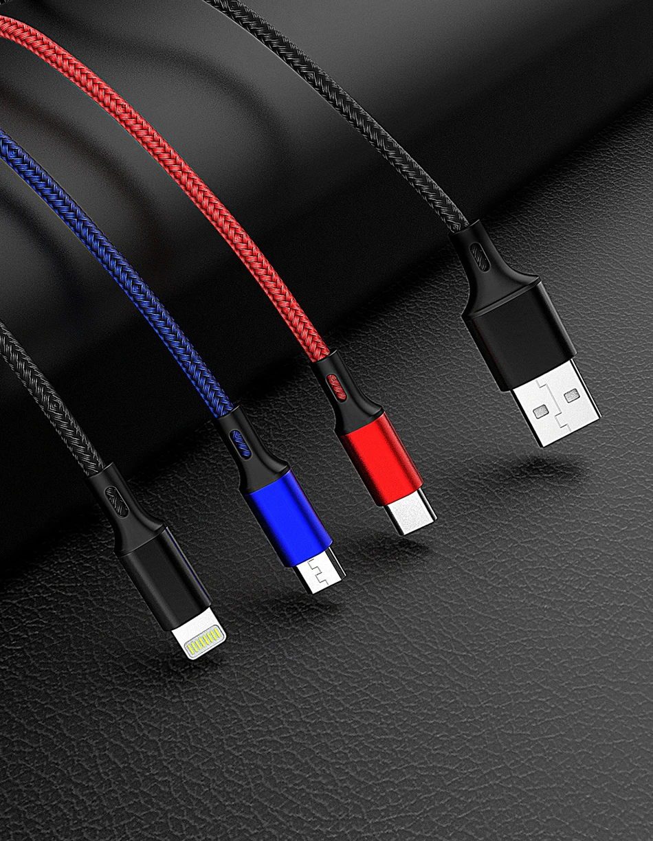 NOHON 3.5A 3 in 1 USB Cable Lighting For iPhone X 8 XS MAX XR 7 6 6s Plus Micro USB Type C For Xiaomi 6 Huawei Charge Cable 1 (10)