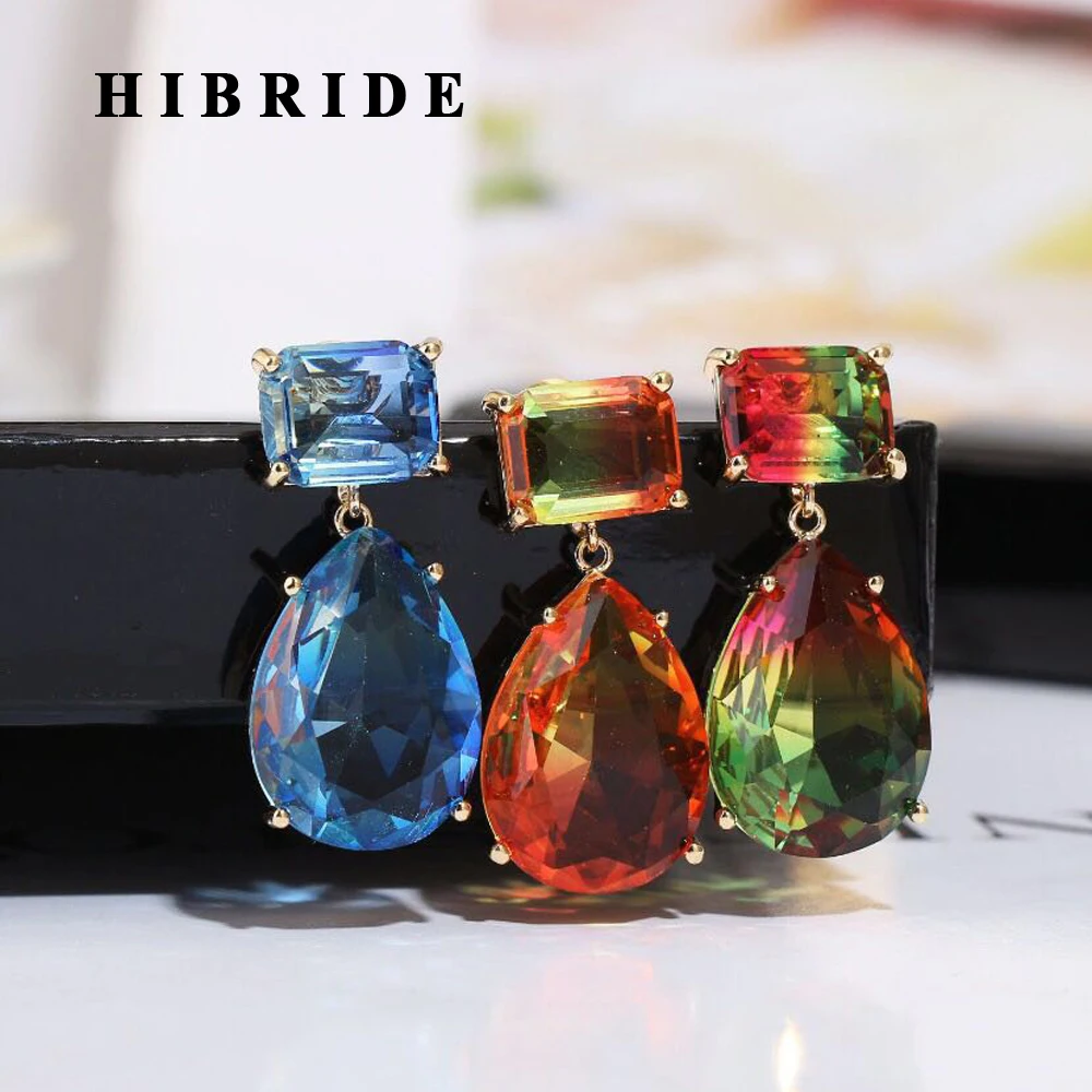 

HIBRIDE Luxury Women's Vintage Earrings AAA Cubic Zircon Drop Earrings Water Drop Design Fashion Jewelry for Girl E-531
