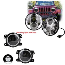 Round 7 inch harley led headlight DRL Projector Daymaker headlamp and 4 inch led fog lights