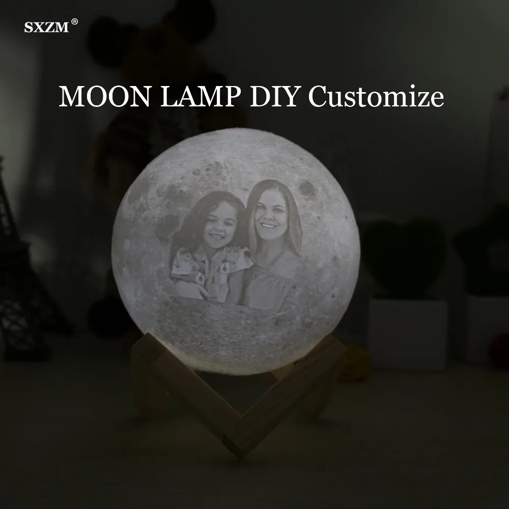 

Customized Personality 3D Printing Moon Novelty Light Lunar USB Charging Night Lamp Touch Control Dim Brightness 2 Colors
