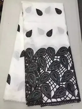 

LJ13KNew Hollow out design white black African george lace fabric, Multicolor optional Unique george lace fabric, 5 yards/l