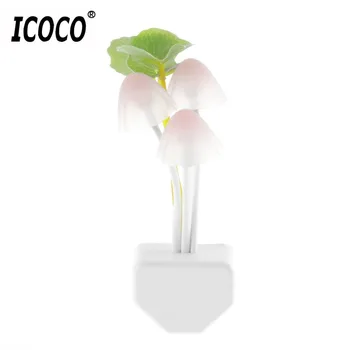 

ICOCO Mini LED 7 Color Light Sensor Mushroom Night Light Lamp Gift Home Illumination Light Lighting US Plug 220 V