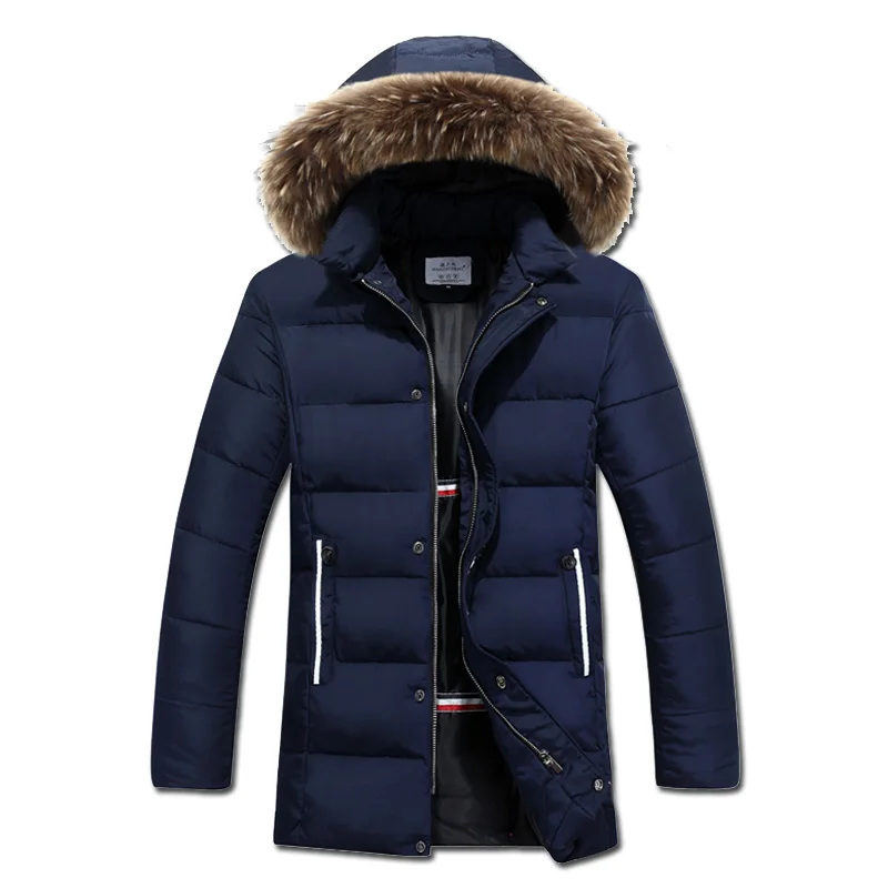 2016 Jaqueta Masculina Veste Homme Parkas Men’s Casual Fashion Slim Fit Cotton-Padded Winter Medium Long Hooded Jackets Parkas