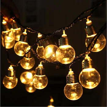 

Hot 5.8M 20 Led Clear Ball Globe Festoon Led String Light EU US Plug Party Fairy Garland Christmas Holiday Lights Wedding Decor
