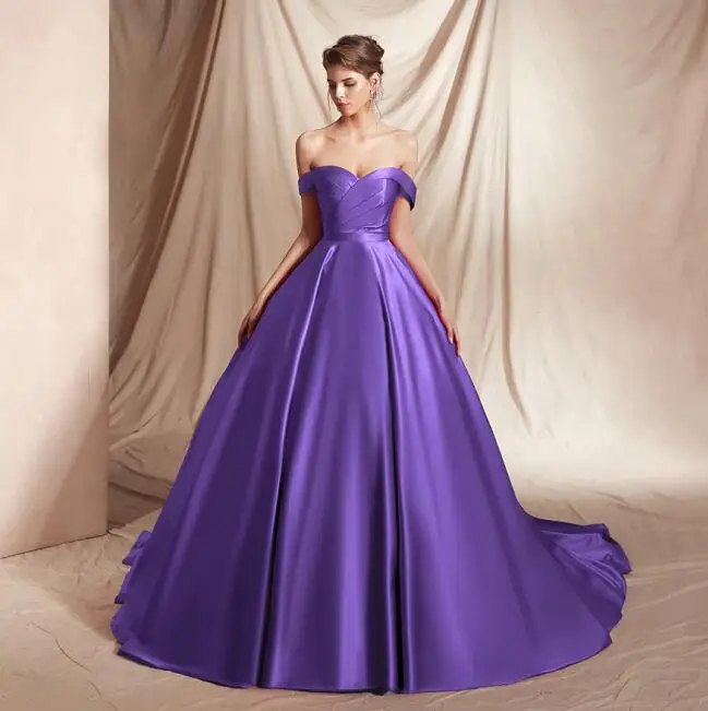 "Navy Blue Вечерние Платья Vestidos De Fiesta Largos Elegantes De Galaabiti da cerimonia da sera Prom Dresses Бальное Платье " - Цвет: purple