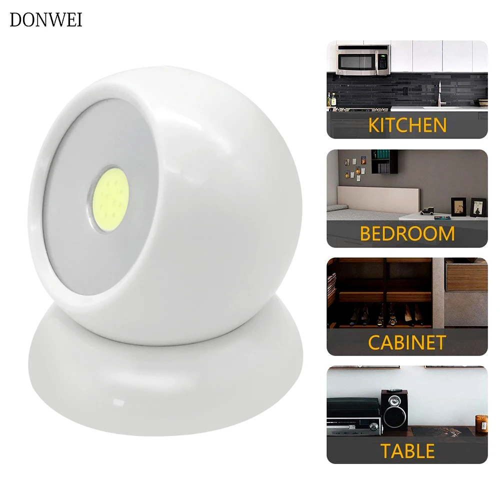 Round 360 Degree Rotation LED Night Light Battery Operated Base