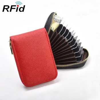 

RFID genuine saffiano leather ladies card holder men card case large capacity credit card wallet card id holders