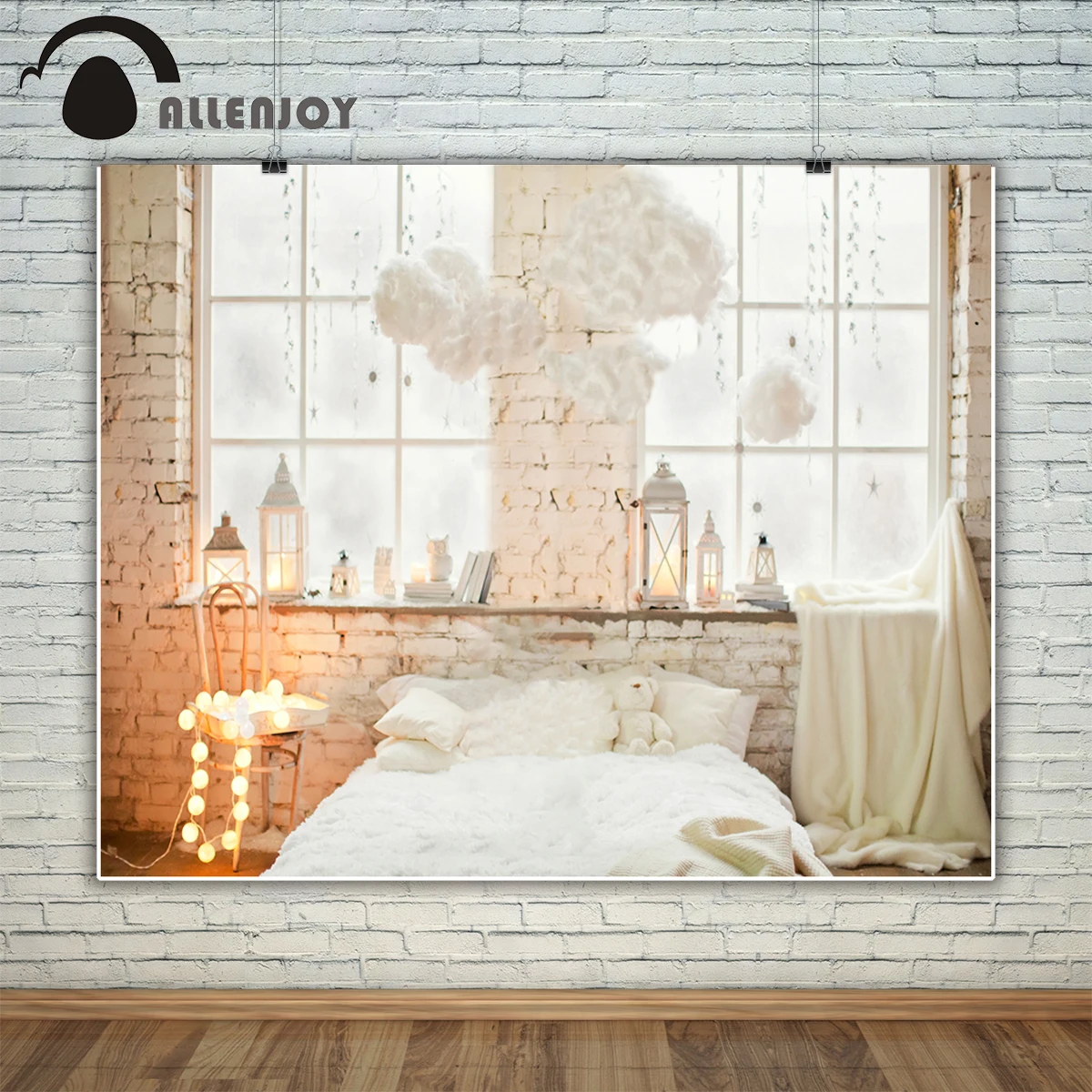Фон для фотосъемки Allenjoy с изображением кирпичной стены внутри помещения облака