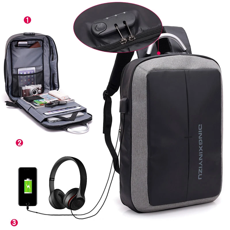 

Men's Backpack Bag USB Charging Waterproof Brand Laptop Notebook Mochila for Men Waterproof Back Pack School Backpack Bag New