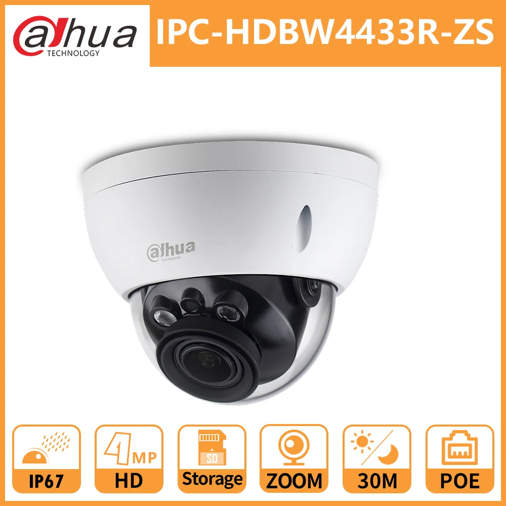 Dahua 4MP CCTV Камера IPC-HDBW4433R-ZS 2,7 мм ~ 13,5 мм Электрический зум-объектив безопасности Камера IK10, IP67 заменить IPC-HDBW4431R-ZS
