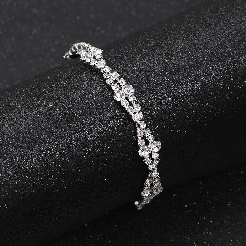 TREAZY – Bracelets strass cristal pour femmes, accessoires scintillants de mariée, bijoux d'anniversaire et de mariage, à la mode, 2018