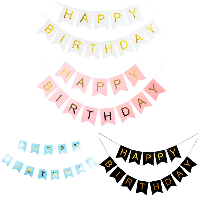 

1Set Paper Happy Birthday Banner Party Decorations Kids Garland Children Baby Boy Girl Child Bunting Adult Favors Supplies